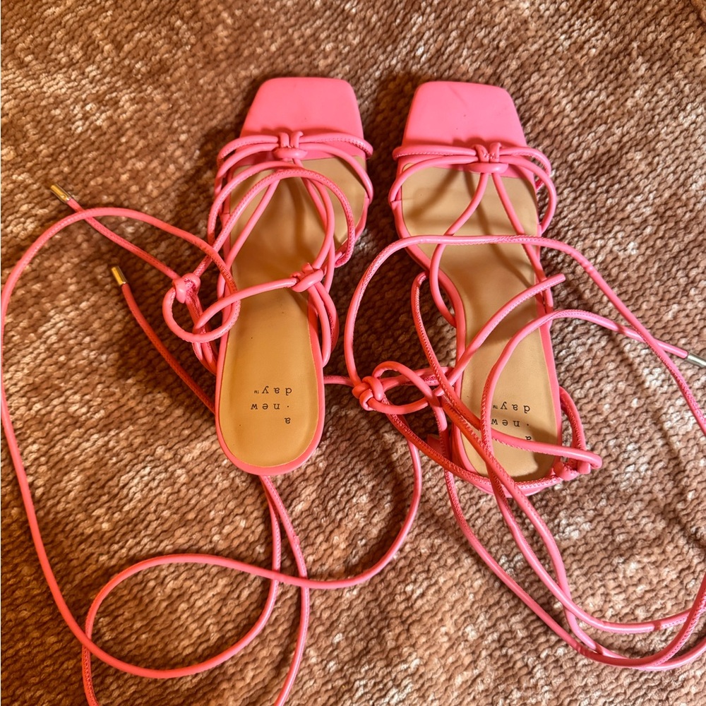 a new day Bright Pink Lace-Up Sandals